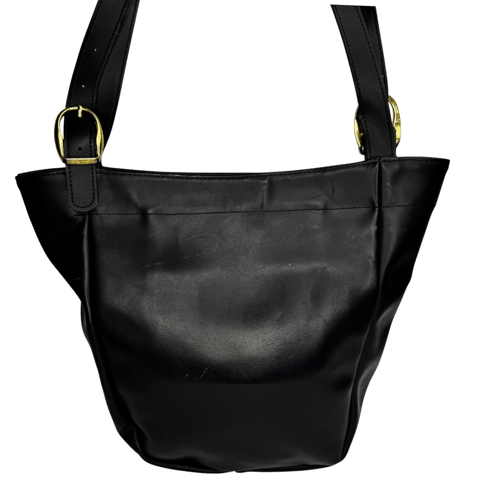Coach‎ 308-9875 Black Leather Bucket Bag Purse Shoulder Bag Gold Hardware USA - Picture 4 of 9